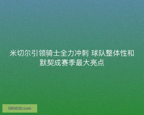 米切尔引领骑士全力冲刺 球队整体性和默契成赛季最大亮点