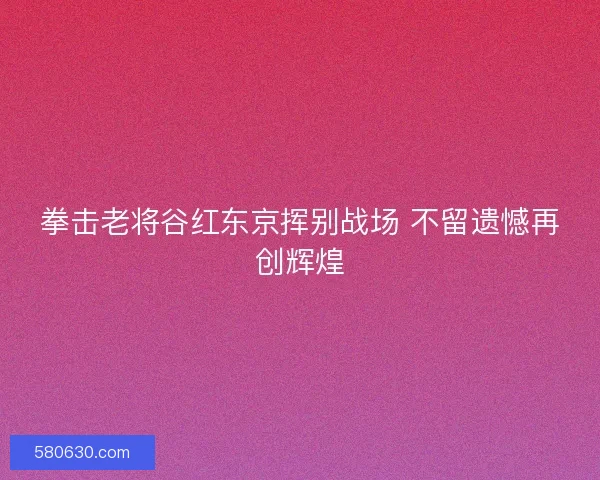 拳击老将谷红东京挥别战场 不留遗憾再创辉煌