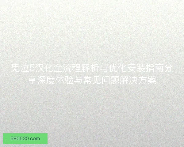 鬼泣5汉化全流程解析与优化安装指南分享深度体验与常见问题解决方案